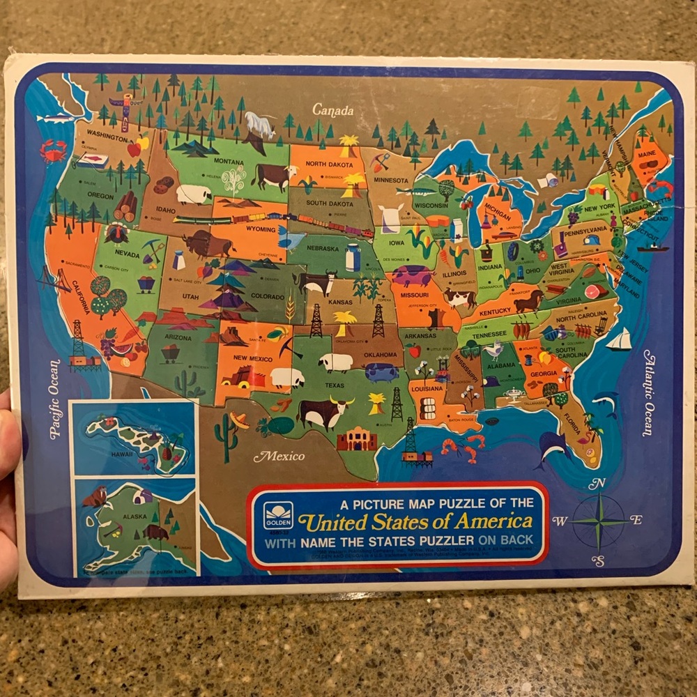 NWT vintage 1968 map puzzle USA